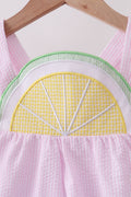 Pink lemon ruffle gingham dress - 2
