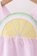 Pink lemon ruffle gingham bubble - 2