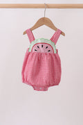 Red watermelon ruffle gingham bubble - 1