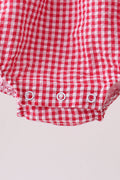 Red watermelon ruffle gingham bubble - 3