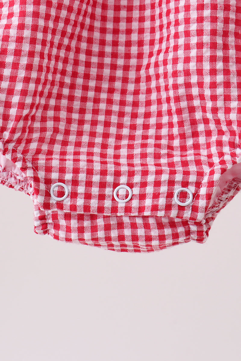 Red watermelon ruffle gingham bubble - 3