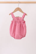 Red watermelon ruffle gingham bubble - 4