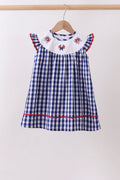 Black flag fireworks embroidery gingham dress - 1
