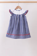 Black flag fireworks embroidery gingham dress - 3