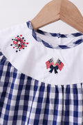 Black flag fireworks embroidery gingham dress - 4