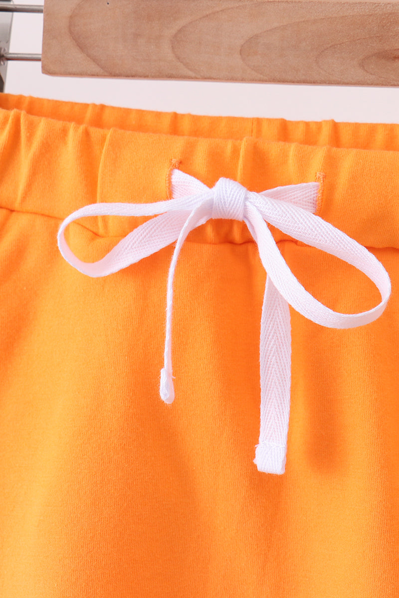 Orange scallop hem bow skort - 2