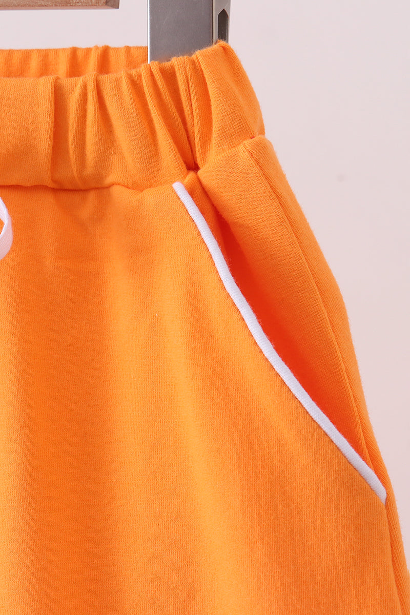 Orange scallop hem bow skort - 3