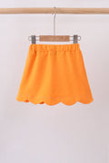 Orange scallop hem bow skort - 5