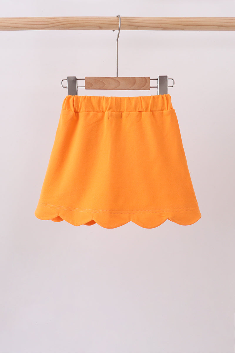 Orange scallop hem bow skort - 5