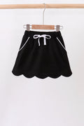 Black scallop hem bow skort - 1