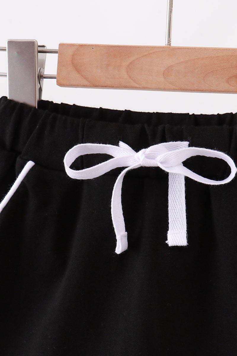 Black scallop hem bow skort - 2