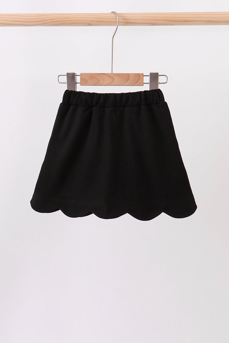 Black scallop hem bow skort - 4