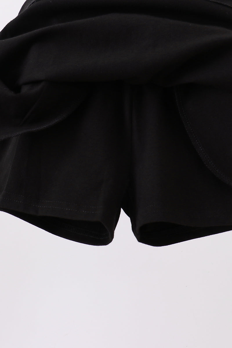 Black scallop hem bow skort - 5