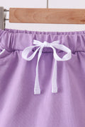 Dark purple scallop hem bow skort - 2