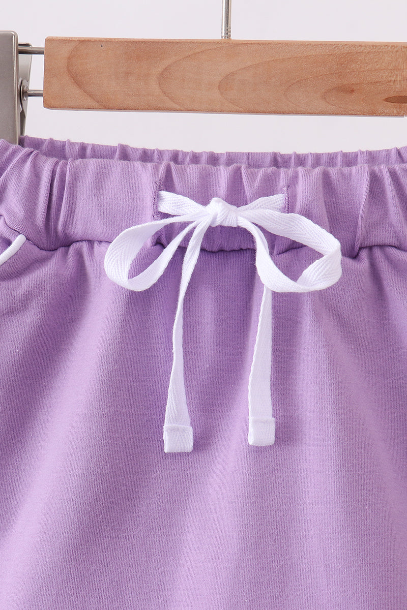 Dark purple scallop hem bow skort - 2