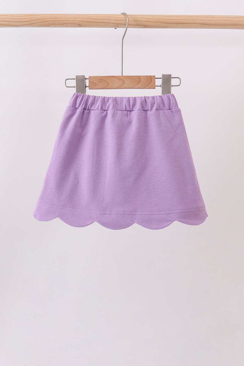 Dark purple scallop hem bow skort - 5