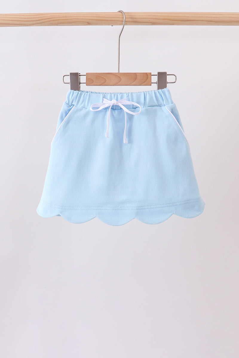 Mint scallop hem bow skort - 1