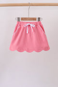 Deep pink scallop hem bow skort - 1