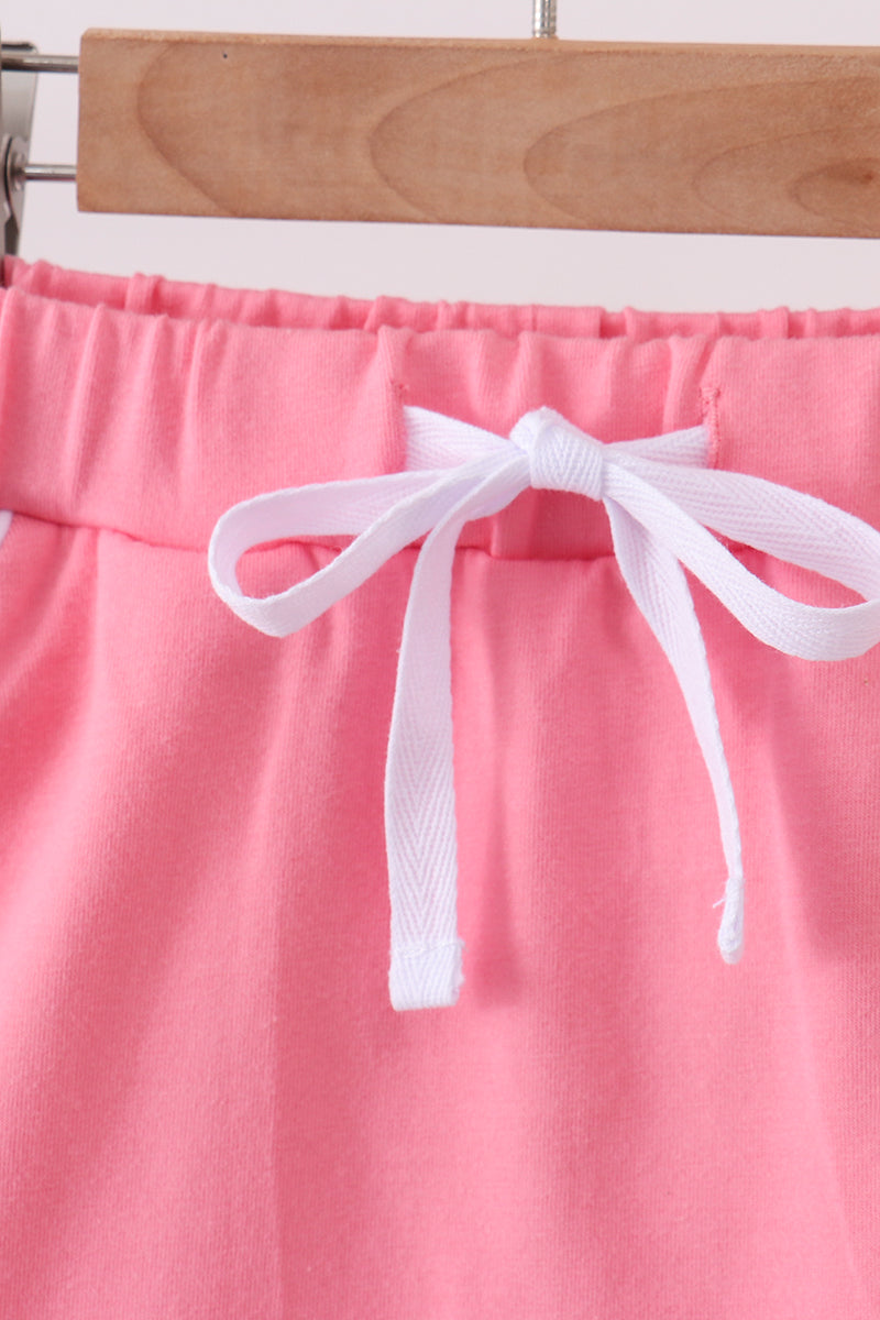 Deep pink scallop hem bow skort - 2
