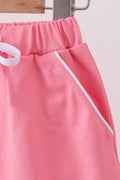 Deep pink scallop hem bow skort - 3