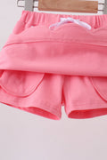 Deep pink scallop hem bow skort - 4