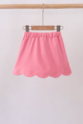 Deep pink scallop hem bow skort - 5