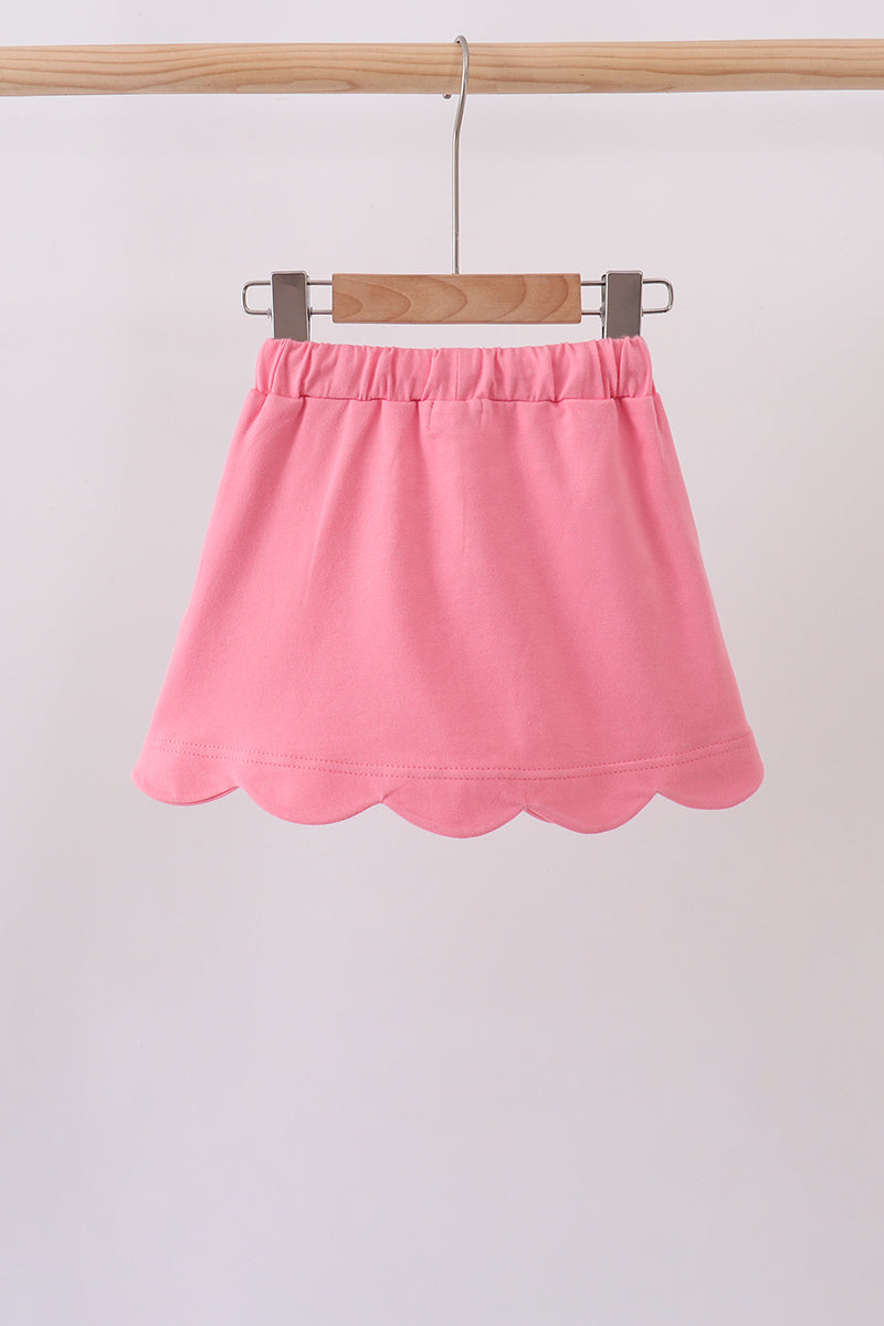 Deep pink scallop hem bow skort - 5
