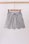 Grey scallop hem bow skort - 1