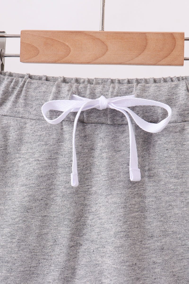 Grey scallop hem bow skort - 2