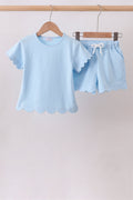 Blue Scalloped Shorts Set - 1