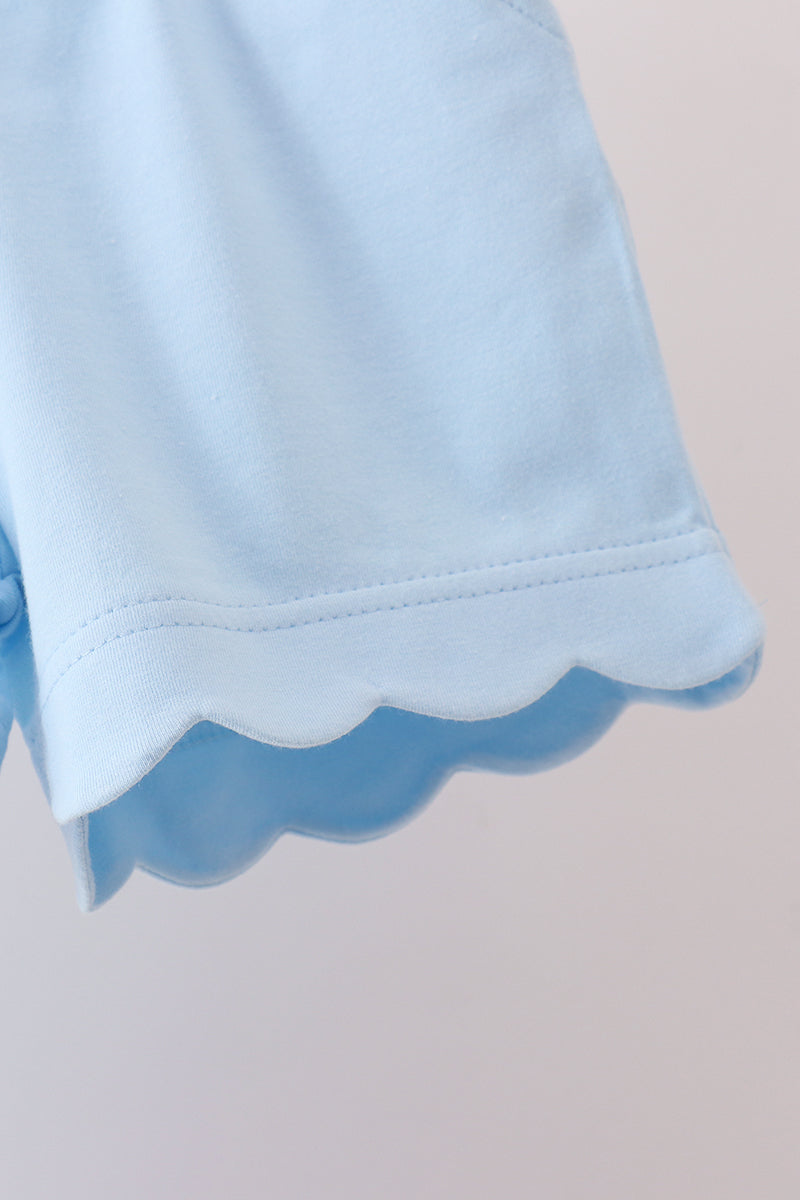 Blue Scalloped Shorts Set - 4