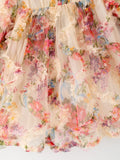 Pastel Flower Ruffle Layered Girls Dress - 6