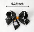 Halloween Ghost Embroidered Black Bow Hairpin - 2