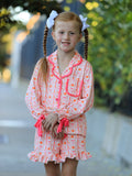 Halloween Thanksgiving Pumpkin Bow Girls Pajama Set - 1
