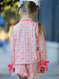 Halloween Thanksgiving Pumpkin Bow Girls Pajama Set - 5
