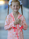 Halloween Thanksgiving Pumpkin Bow Girls Pajama Set - 6