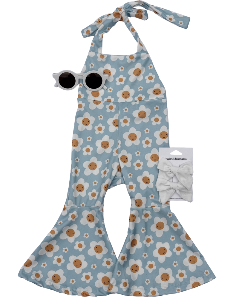 Andi Pleated Bell Bottom Jumpsuit - Happy Daisy - 5