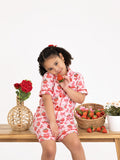 Spring Strawberry Bow Short Sleeve Shorts Pajama Set - 5