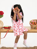 Summer Strawberry Bow Girls Short Sleeve Dress - 4