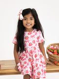 Summer Strawberry Bow Girls Short Sleeve Dress - 2