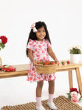 Summer Strawberry Bow Girls Short Sleeve Dress - 5