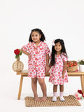 Spring Strawberry Bow Short Sleeve Shorts Pajama Set - 7