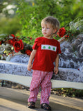 Christmas Smocking Embroidered Christmas Tree Plaid Boys Set - 2