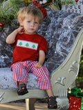 Christmas Smocking Embroidered Christmas Tree Plaid Boys Set - 5