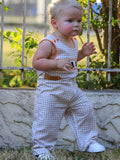 Thanksgiving Boys Gingham Jon Jon Embroidered Romper - 2