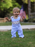 4th of july Star Embroidery Smock Boys Romper - 3