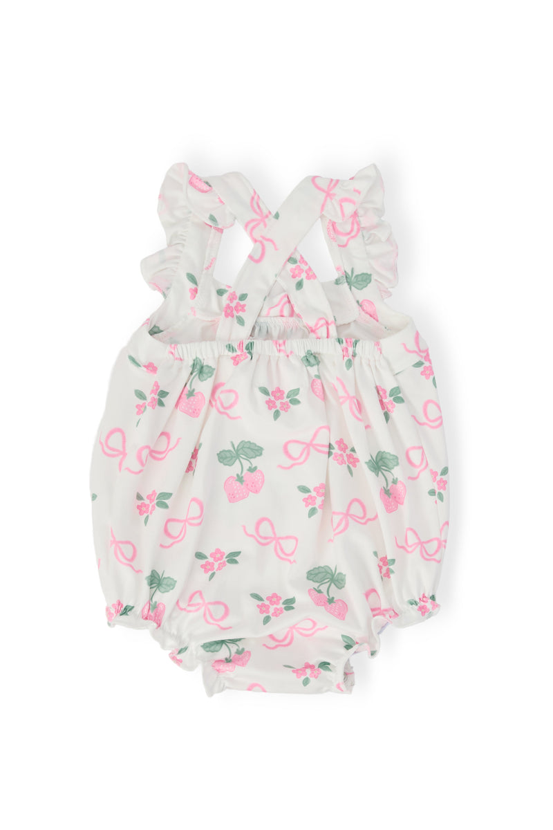 Berries & Bows Ruffle Cross Back Romper - 5