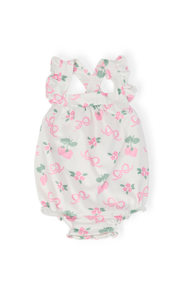 Berries & Bows Ruffle Cross Back Romper - 1