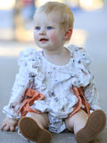 Fall Plaid Dog Print Girls Long Sleeve Romper - 2
