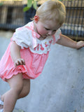 Pink Ballet Embroidery Bow Bubble Romper - 6
